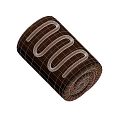 Sweet Cylindrical Chocolate Roll With Spiral Surface Decoration On Blue Background