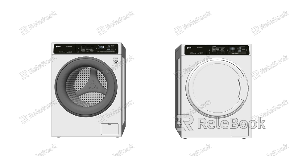 Modern Washing Machine Simple Drum Washer Dryer model