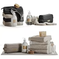 Bathroom Accessories Display With Towels Soaps And Dispensers