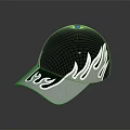 Black Baseball Cap With White Flame Patterns And Gray Brim Stylish Design 3d model