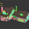 Two Story Red Exterior Single Family House With Brown Roof Porch And Two Car Garage