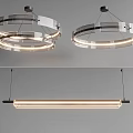 Modern Chandeliers with Circular Rings and Linear Design for Interior Lighting 3d model