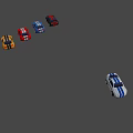 Colorful Toy Sports Car Models Featuring White Blue Striped Vehicle And Collection