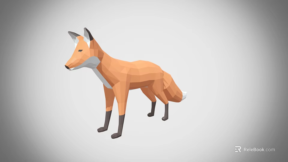 Low Poly Fox Game Character 3D Model With Orange White And Black Fur Stylized Design 3d model 