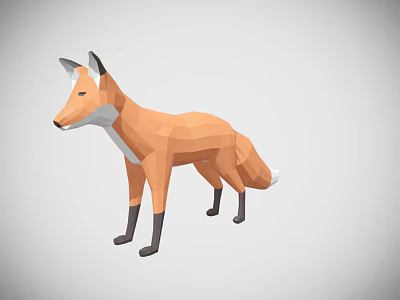 Low Poly Fox Game Character 3D Model With Orange White And Black Fur Stylized Design 3d model