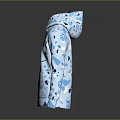 Light Blue Hoodie Featuring Geometric Patterns Heart And Leaf Shapes For Casual Style