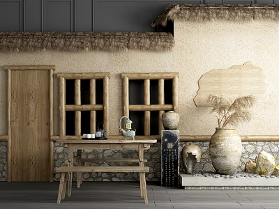 Chinese style ornaments combination of ancient building exterior wall decorations 3d model