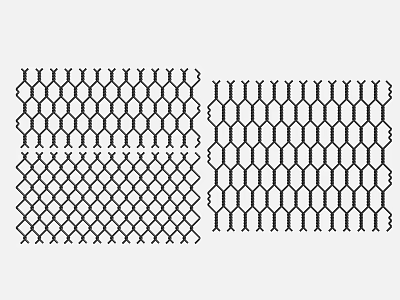 Metal Fence With Various Mesh Patterns Including Hexagonal And Diamond Designs 3d model
