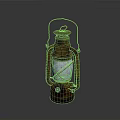 Rusty Vintage Kerosene Lamp With Metal Handle And Glass Shade