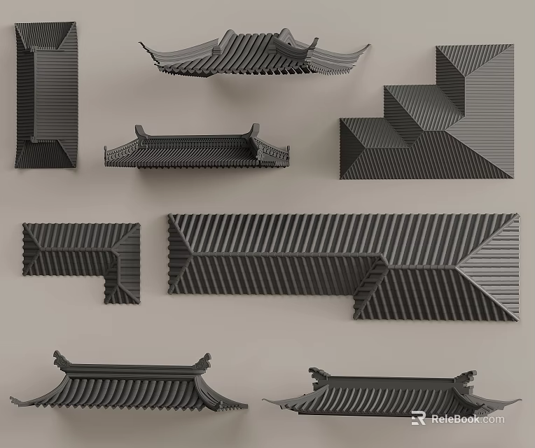 Traditional Chinese Storefront with Classic Roof Eaves and Tile Structures Architectural Design Elements 3d model