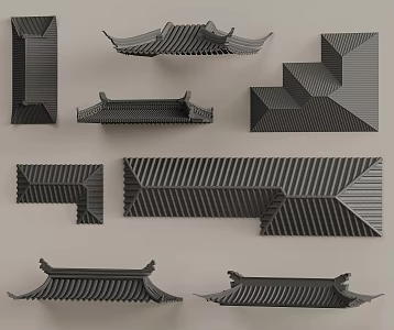 New Chinese-style Eaves Tiles Chinese-style Roof Door Head Eaves Ancient Eaves 3d model