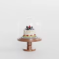 Delicious Cake Under Glass Dome On Wooden Stand With Fresh Fruit Toppings