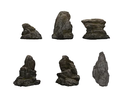 Natural Stone And Wood Decorative Pieces With Various Shapes For Home Design 3d model
