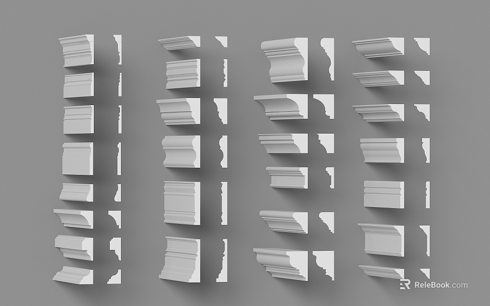 Various Decorative Plaster Coving Molding Designs For Home Interior Decoration 3d model 