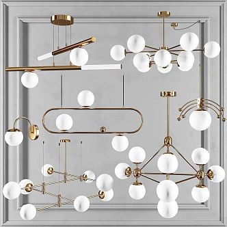 Modern lamp combination chandelier 3d model