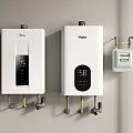 Midea and Haier White Wall Mounted Water Heaters With Digital 3d model