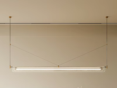 Sleek Modern Linear Chandelier with Metal Frame Golden Brass Finish and LED Light Ceiling Mounted 3d model