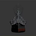 Detailed Warship Model With Gray Hull Red Bottom And Military Turrets