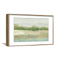 Two Framed Landscape Paintings Featuring Green Trees And Soft Earthy Tones On Wall