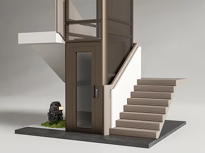 modern stair handrail stair corner stair elevator 3d model