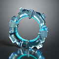Industrial Commercial Equipment With Circular Metal Structure Blue Halo And Reflective Surface