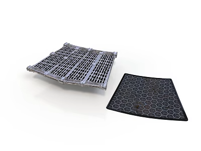 Durable Metal Grid Grating And Black Honeycomb Mat For Industrial Equipment Use 3d model
