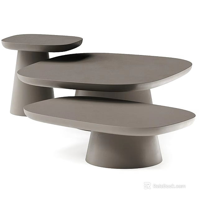 Modern Gray Coffee Table With Multi Tiered Tabletop And Unique Base Design 3d model