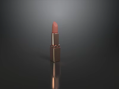 Luxury Nude Matte Lipstick With Rose Gold Square Tube Shell For Gentle Daily Makeup 3d model