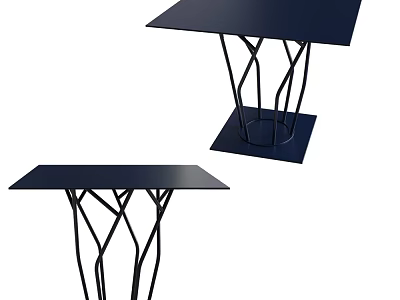 Modern Black Dining Tables With Unique Twisted Leg Design And Smooth Tabletop Surface 3d model