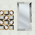Rectangular Wall Mirror With Modern Design And Surrounding Decorative Frames