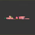 Pink Children's Kitchen Utensils Set With Wooden Cutting Board And Strawberry Design