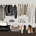 Stylish Hanging Clothes With Various Styles Suitcase Shopping Bags And Shoes