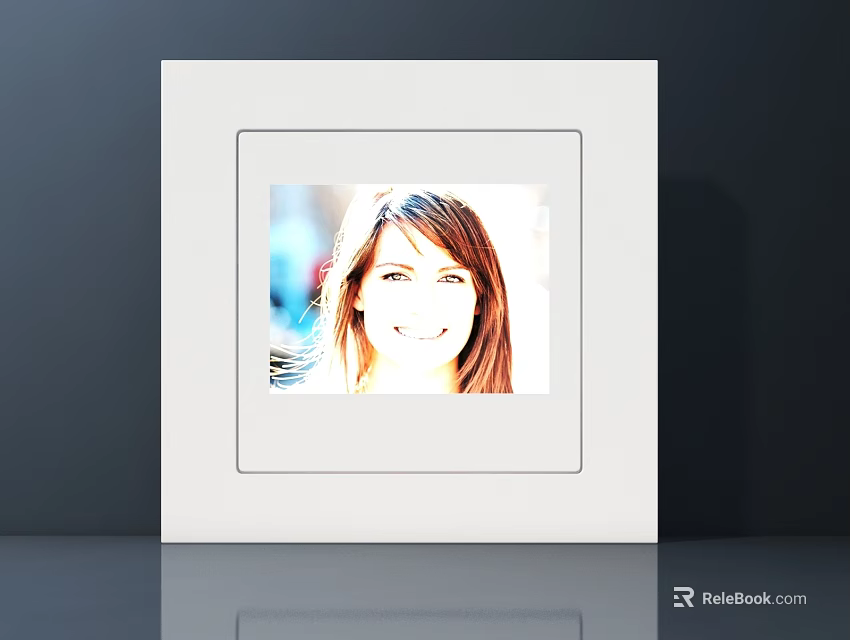 White Photo Frame Displaying Woman Portrait In Modern Home Decor 3d model 