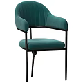 Modern Teal Velvet Accent Chair With Black Metal Frame And Comfortable Design