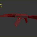 High Quality Red Silver Assault Rifle With Detailed Wooden Texture And Modern Design