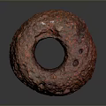 Natural Red Circular Wood Stone Artifact with Rough Texture and Holes