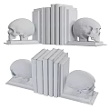 Stylish Skull Decorative Ornament Set With Metal Bookends And Books For Home Decoration