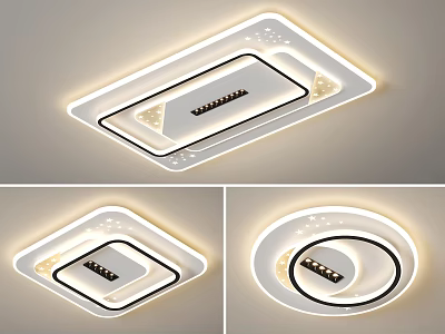 Modern LED Ceiling Lights With Square And Round Shapes Decorative Flush Mount Design 3d model