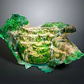 Scenic Green Mountain Landscape With Cascading Waterfalls Lush Vegetation And Clear Water
