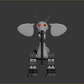 Elephant Shaped Metallic Robot With Red Eyes White Body And Spring Legs