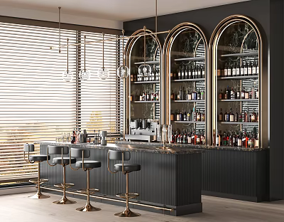 Modern Bar Bar Desk Bar Chair Front Desk Wine Storage Rack Workbench Console 3d model