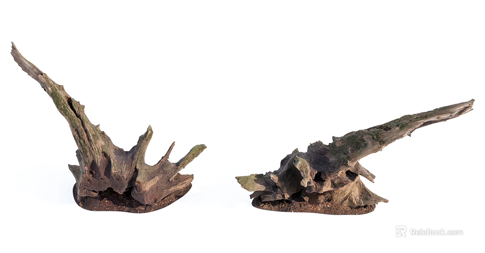 Natural Rustic Stone Wood Decorative Pieces With Unique Shapes And Textures 3d model 