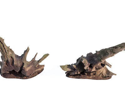 Natural Rustic Stone Wood Decorative Pieces With Unique Shapes And Textures 3d model