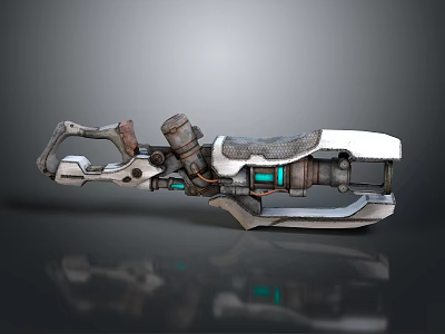 Futuristic Sci Fi Weapon Design With Mechanical Parts And Blue Glowing Elements 3d model
