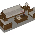 Modern Sofa and Coffee Table Set with Wooden Frame Light Upholstery and Accent Chairs