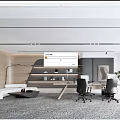 Modern Office Interior Design With Open Layout Desk Chairs Shelves And Sofa