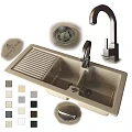 Double Bowl Kitchen Sink With Faucet Drain Strainer Drying Rack And Multiple Color Options