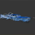 Blue Decorative Bow Design With Intricate Carvings And Taut Bowstring