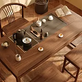 Traditional Chinese Solid Wood Tea Table and Chairs With Teapot Cups Tea Tray