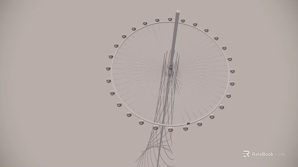 Tall Ferris Wheel Support Tower With Spoke Design And Observation Cabins 3d model